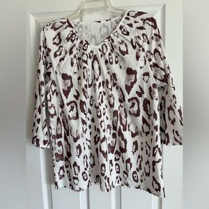New without tags Leopard Print V-Neck Women’s Top in White and Brown